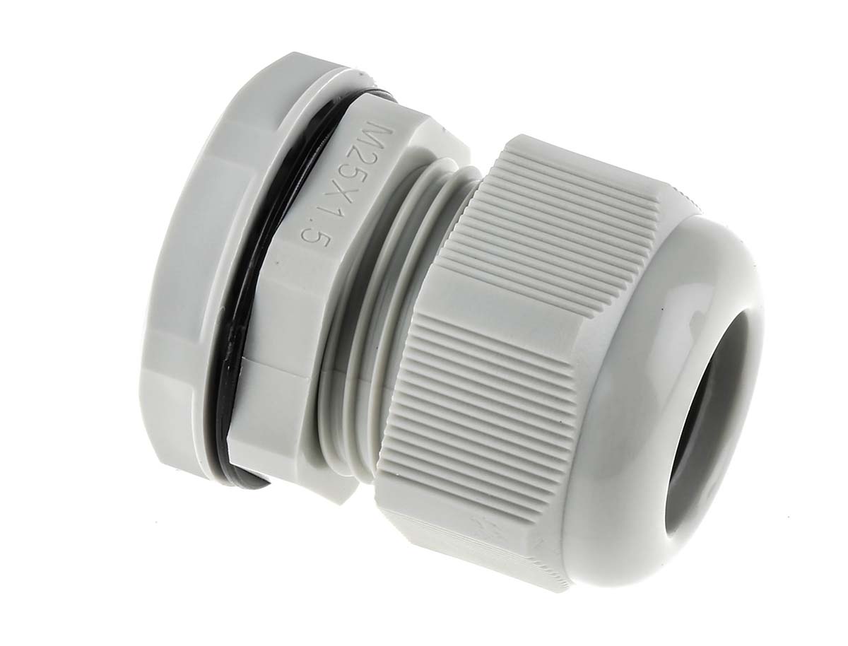 RS PRO Grey Nylon Cable Gland, M25 Thread, 13mm min., 18mm max., IP68