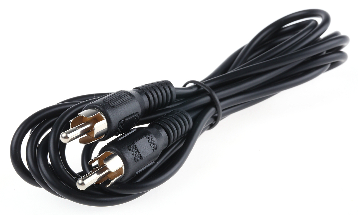 RS PRO Male RCA to Male RCA Aux Cable, Black, 2m