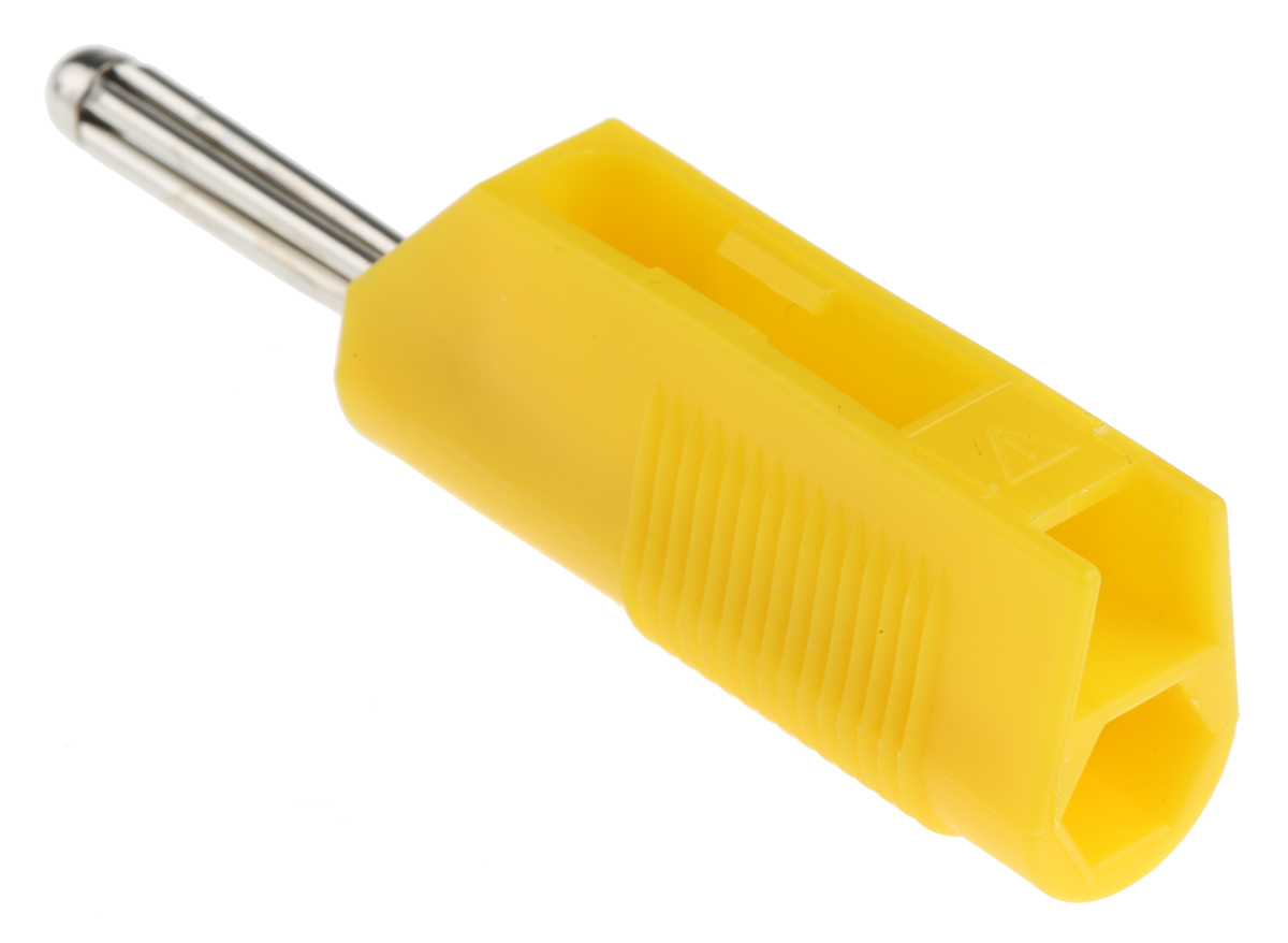 Hirschmann Test & Measurement Yellow Male Banana Plug, 4 mm Connector, Screw Termination, 30A, 60V dc, Nickel Plating