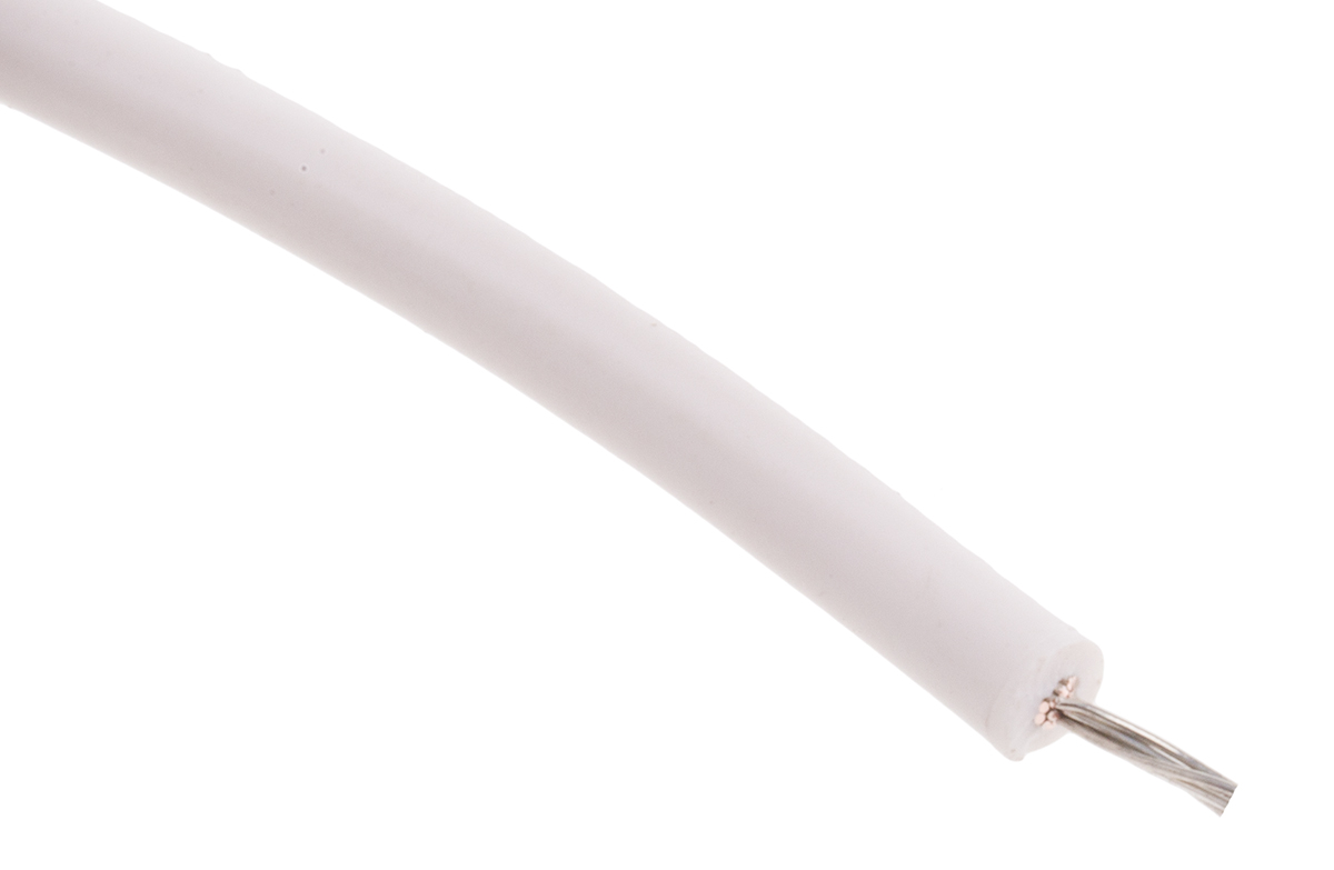 RS PRO White Hook Up Wire, 22 AWG, 19/0.15 mm, 100m, ETFE Insulation