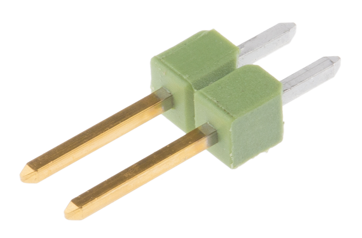 TE Connectivity AMPMODU MOD II Series Straight Through Hole Pin Header, 2 Contact(s), 2.54 mm Pitch, 1 Row, Unshrouded