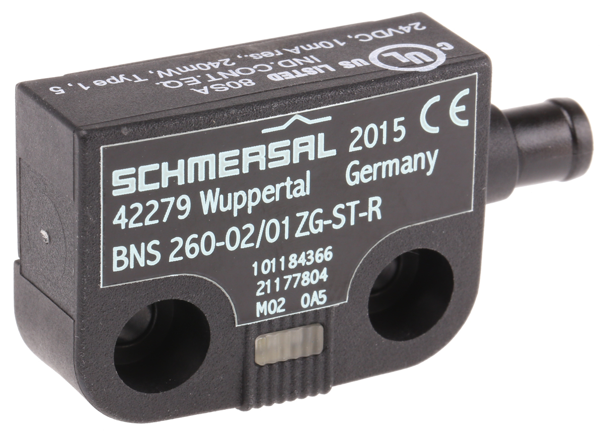 Schmersal BNS260 Series Magnetic Non-Contact Safety Switch, 24V dc, Plastic Housing, 2NC, M8