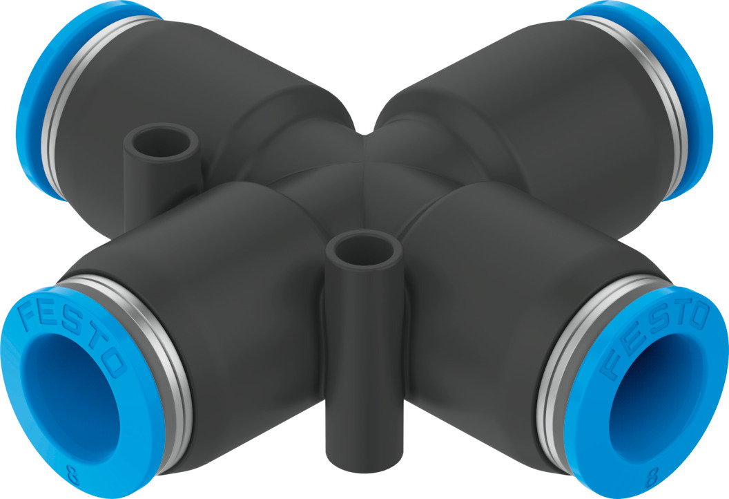 Festo QSX Series Cross Tube-to-Tube Adaptor, Push In 10 mm to Push In 10 mm, 153286