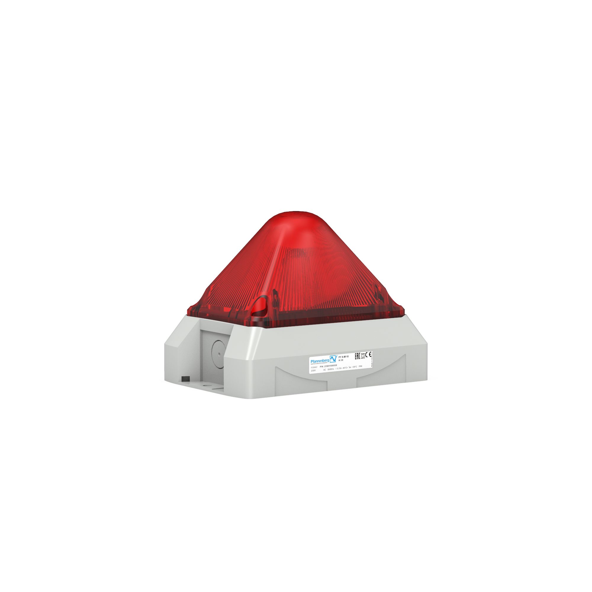Pfannenberg PY L-M Series Red Blinking, Continuous, Flashing Beacon, 12 → 48 V dc, Panel Mount, LED Bulb, IP66