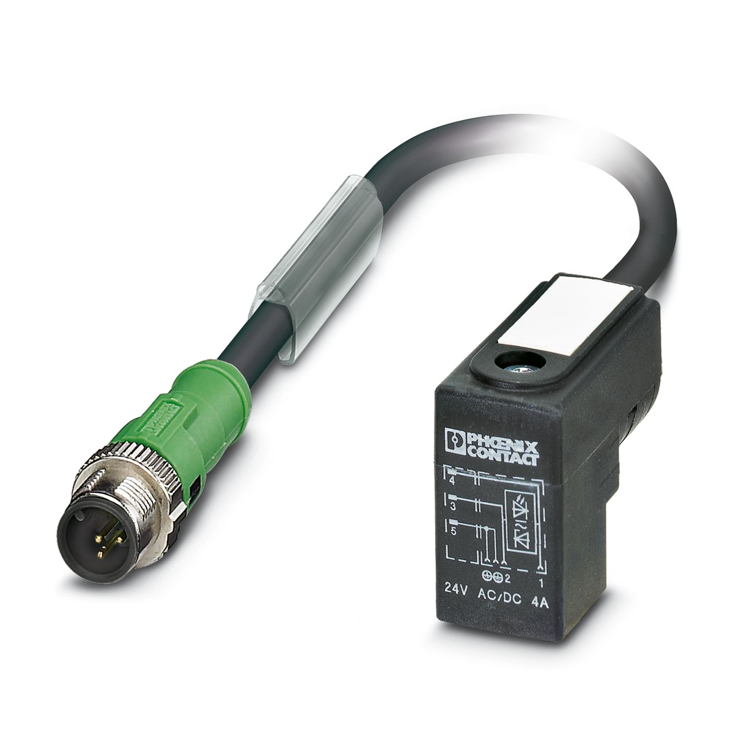 Phoenix Contact Male 3 way M12 to 3 way DIN 43650 Form C Sensor Actuator Cable, 0.6 m