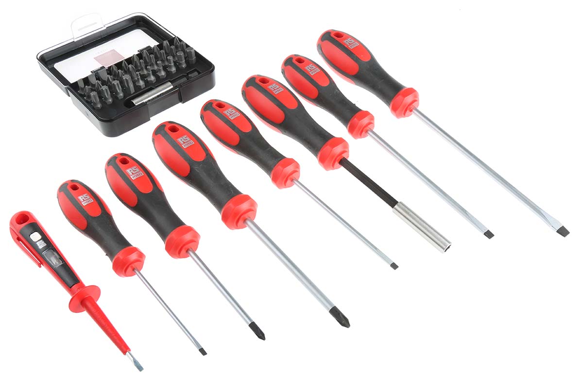 RS PRO F99-E3901 Hexagon; Phillips; Pozidriv; Slotted; Star Bit Holder & Standard Screwdriver Set, 39-Piece