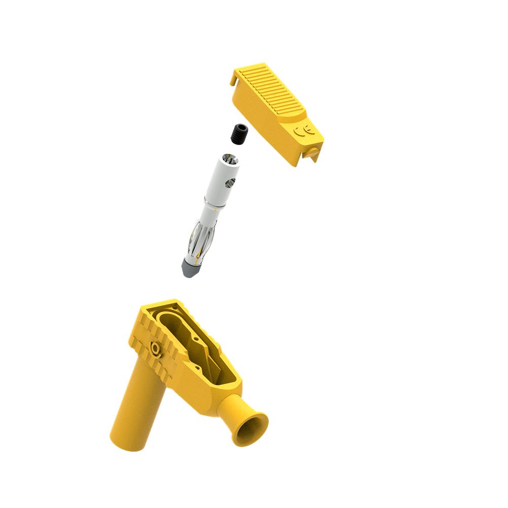 Electro PJP Yellow Male Banana Plug, 4 mm Connector, Screw Termination, 20A, 1kV, Nickel Plating