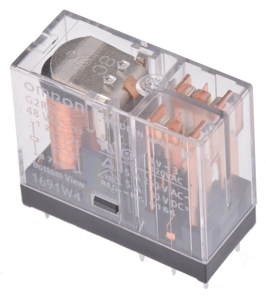 Omron PCB Mount Power Relay, 48V dc Coil, 5A Switching Current, DPDT