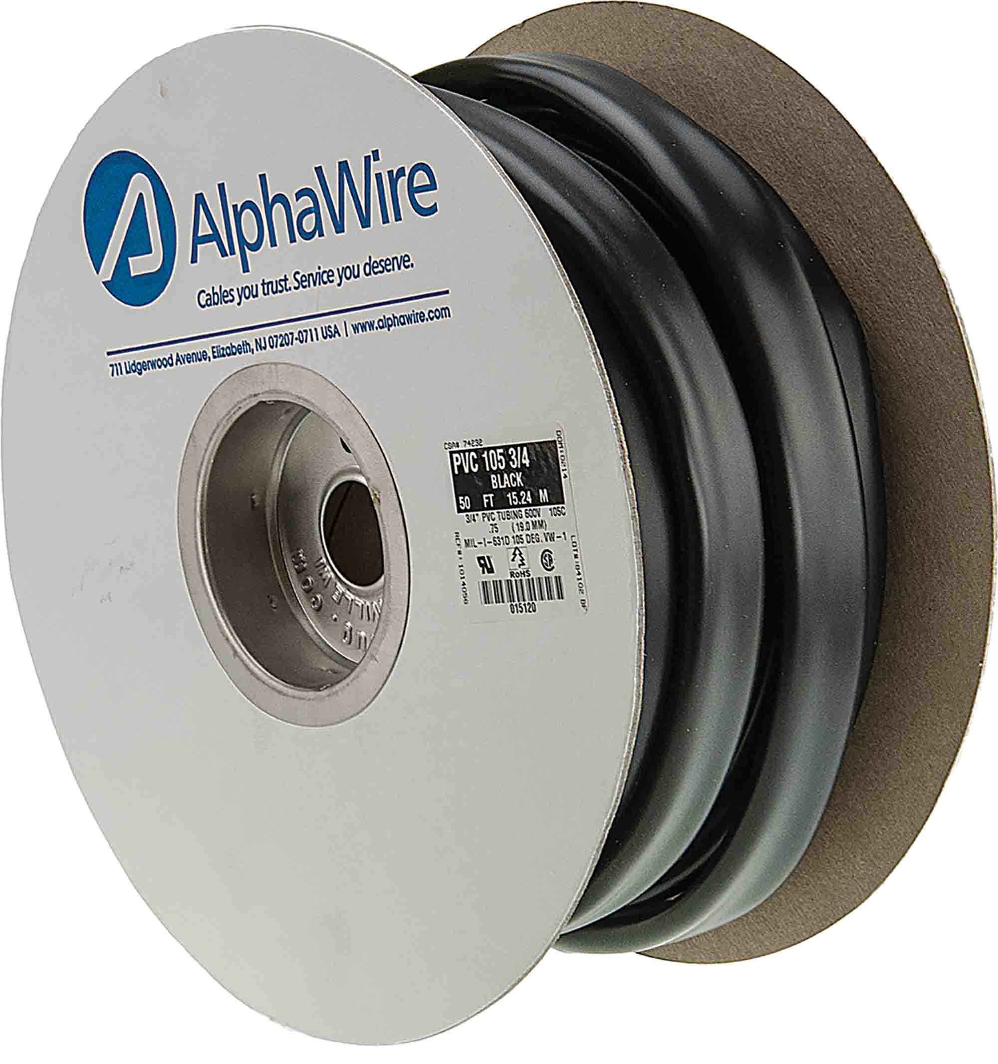 Alpha Wire PVC Black Cable Sleeve, 2.31mm Diameter, 30m Length, FIT Wire Management Series