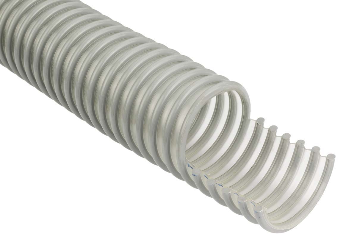 RS PRO Clear, Grey PUR Reinforced Flexible Ducting, 10m, 38mm ID
