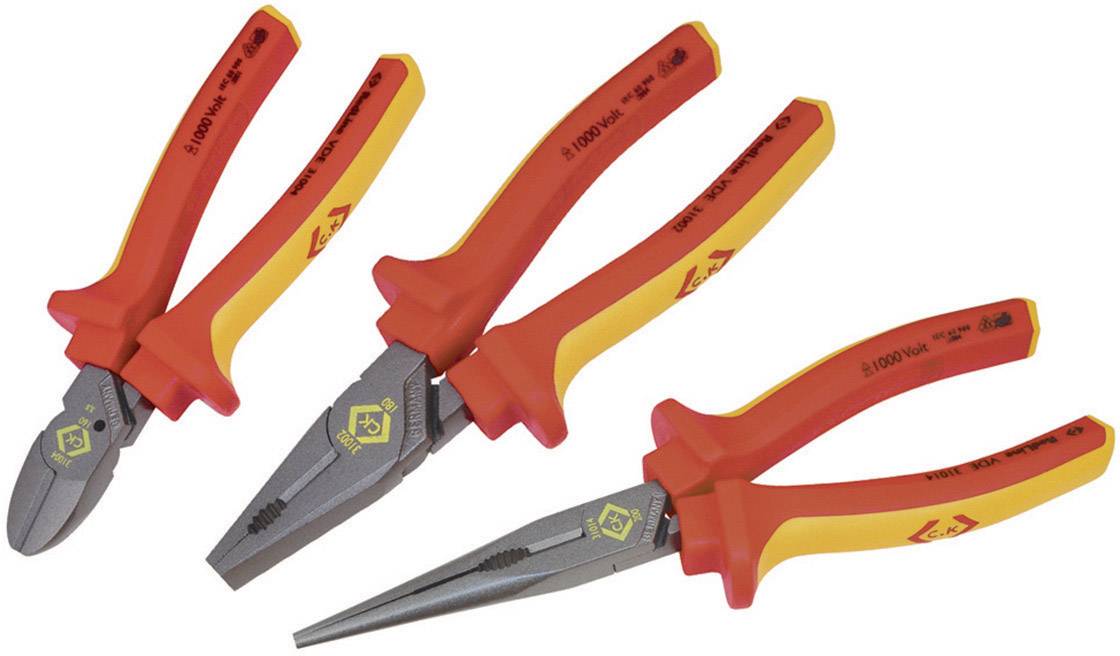 CK 3-Piece Plier Set, Bent Tip, 200 mm Overall