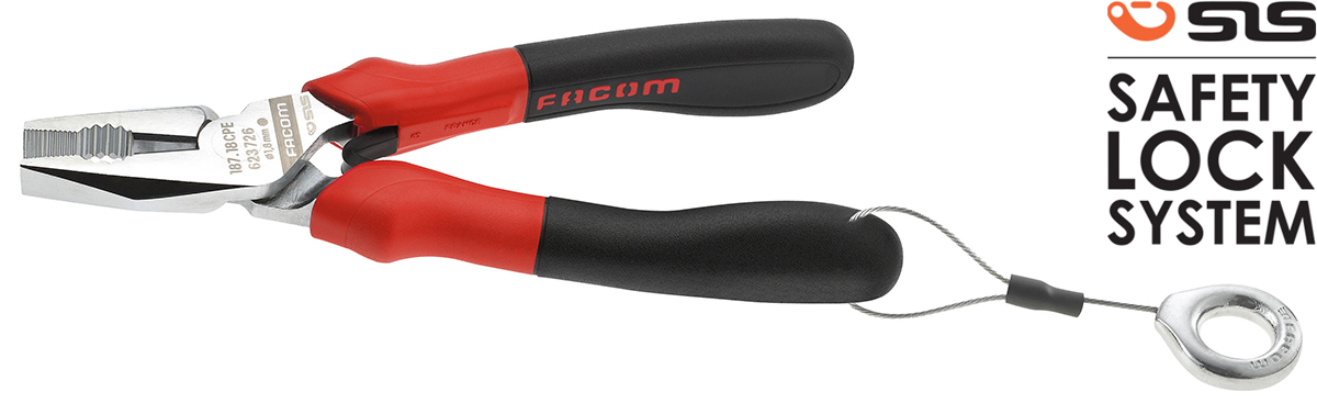 Facom Combination Pliers, 165 mm Overall, Straight Tip, 34mm Jaw