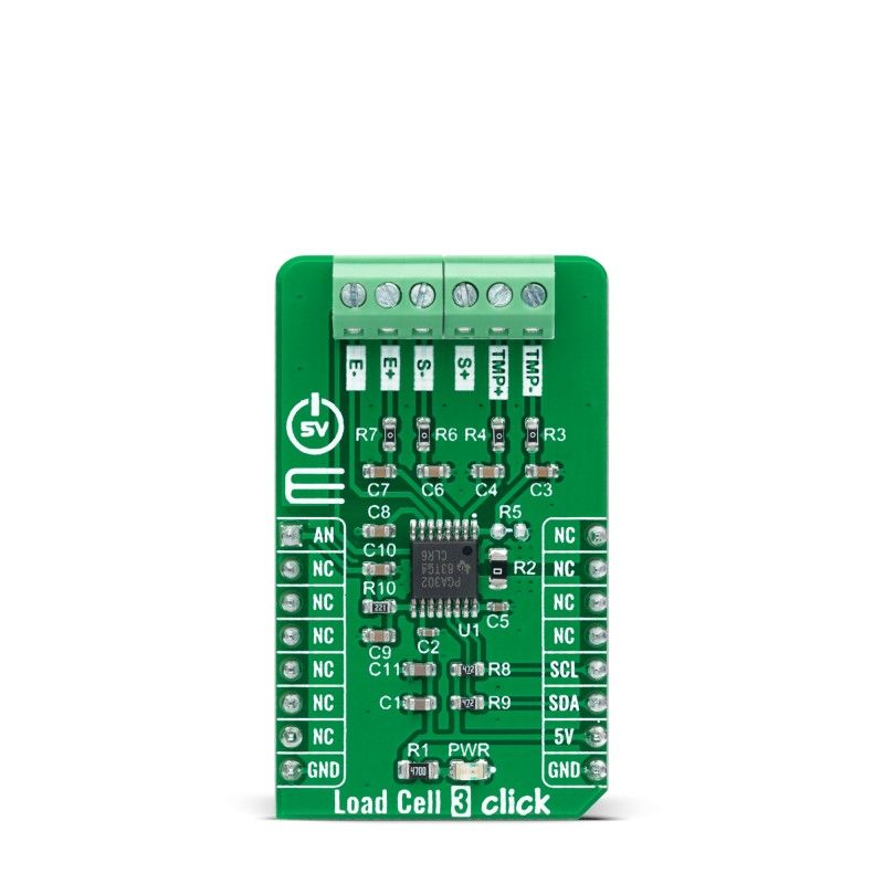 MikroElektronika Load Cell 3 Click Pressure Sensor Add On Board for PGA302 mikroBUS Socket