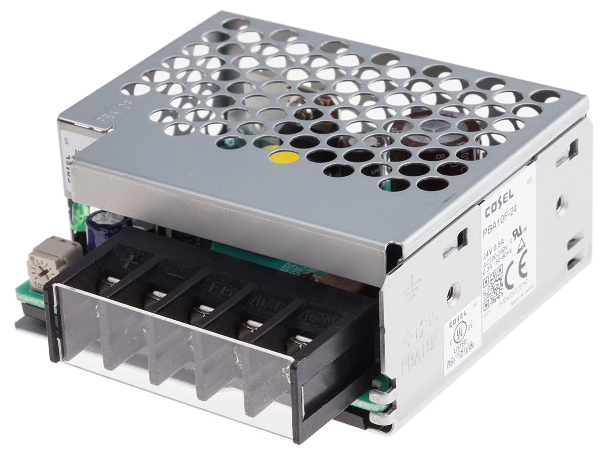 Cosel Switching Power Supply, PBA10F-24-N, 24V dc, 500mA, 12W, 1 Output, 110 → 370 V dc, 85 → 264 V ac