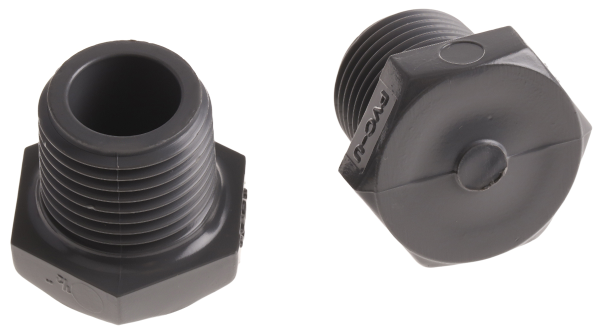 Georg Fischer Plastic Pipe Fitting, Straight Threaded Plug, R 1/2in