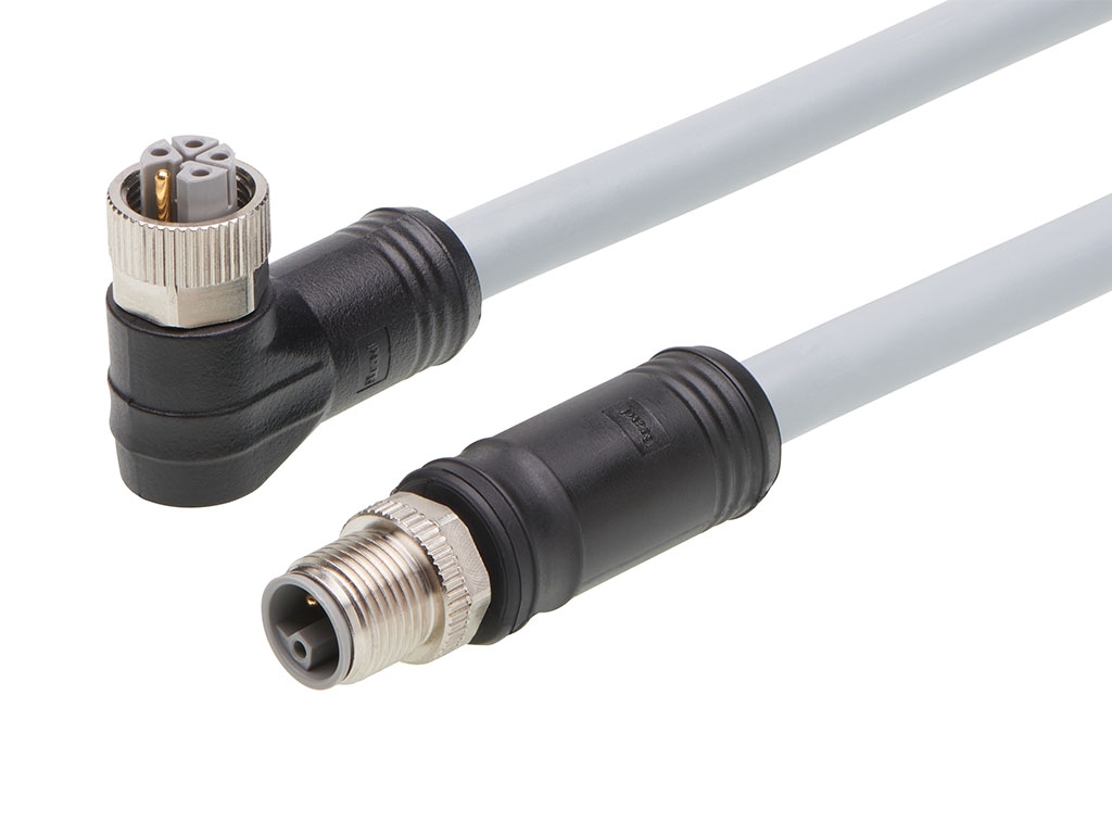 Brad from Molex Cordset, 5 Contacts, Cable, M12 Connector, Plug, Socket, Female/Male, IP67, 120501 Series