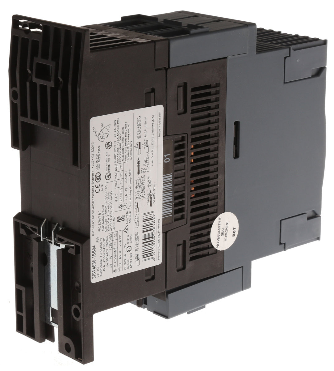 Siemens SIRIUS 3RW Soft Starter, , 22 kW, 400 V ac, 3 Phase, IP20