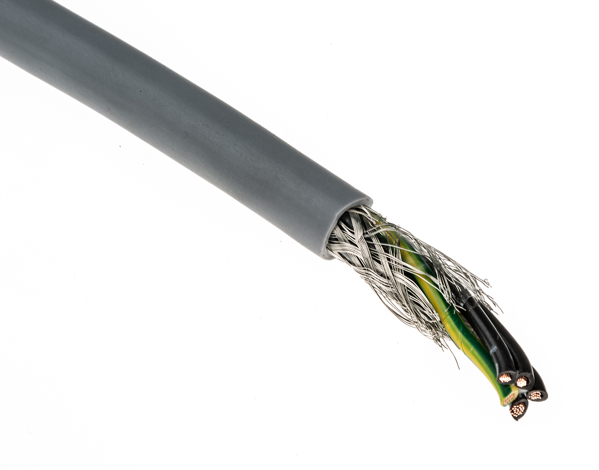 RS PRO Control Cable, 5 Cores 0.75 mm² 18 AWG, 50 m, Screened Stranded, Grey Polyvinyl Chloride Sheath