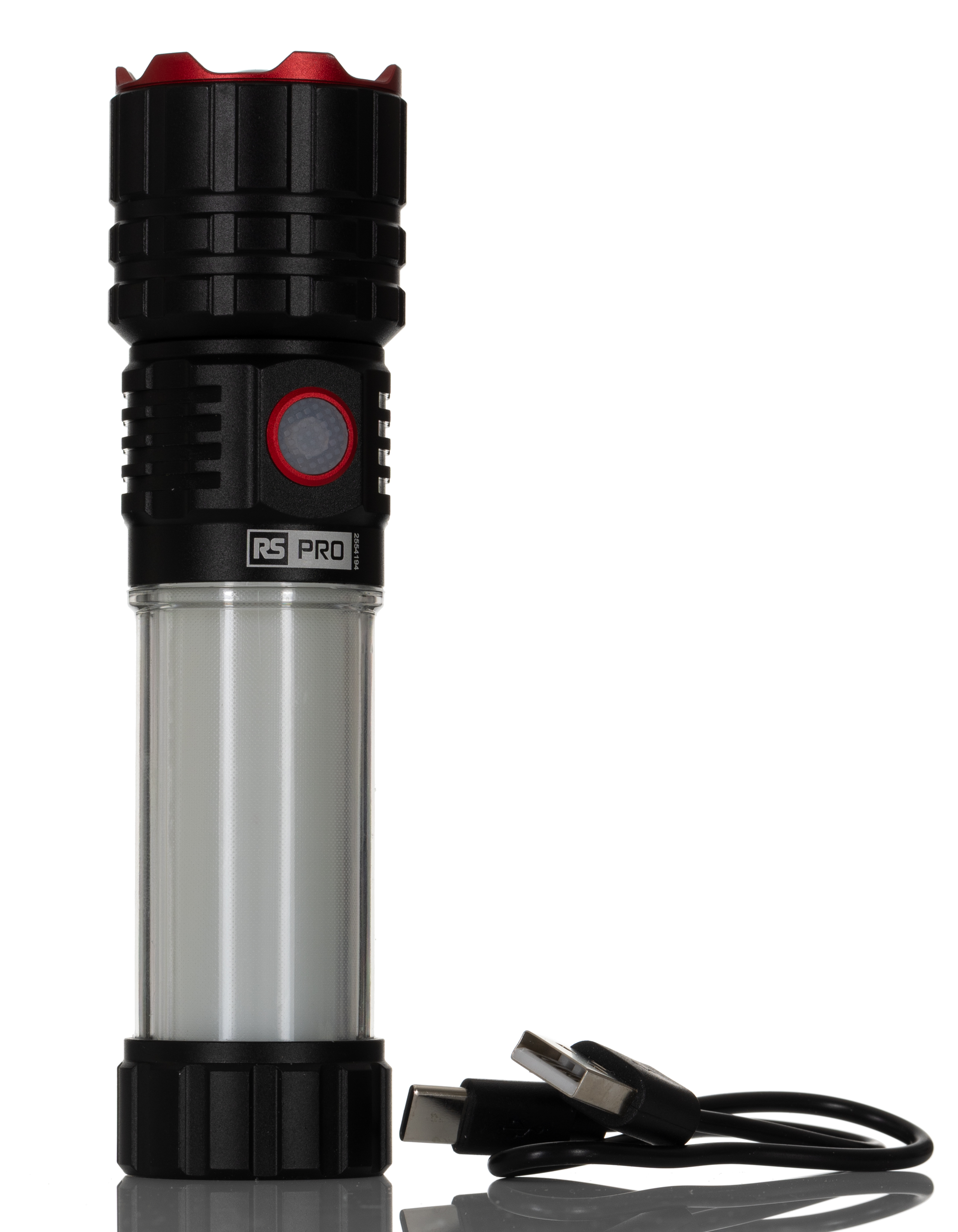 RS PRO LED Torch Black - Rechargeable 800 lm, 147 mm
