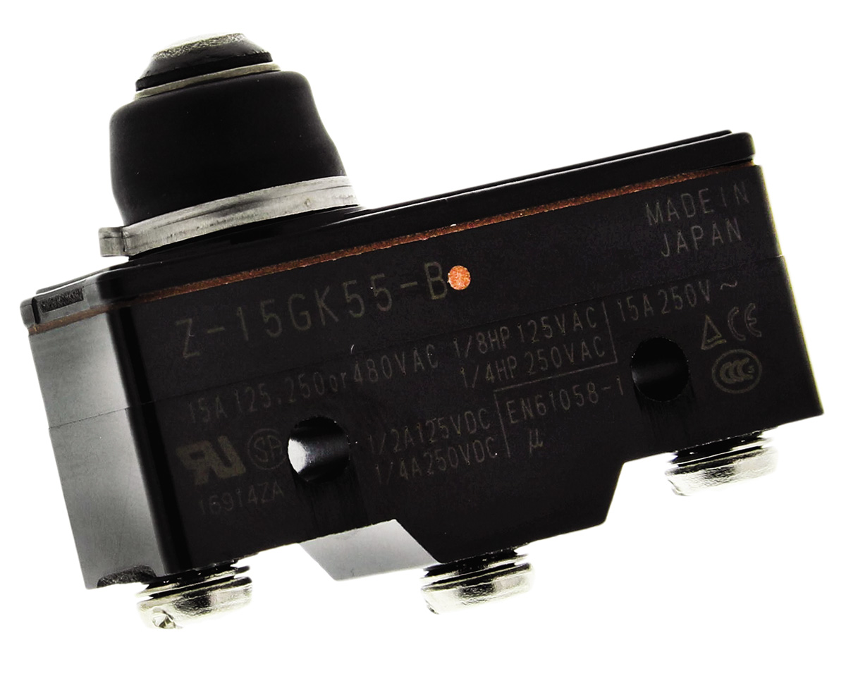 Omron Plunger Limit Switch, NO/NC, IP00, SPDT, 500V ac Max, 15A Max