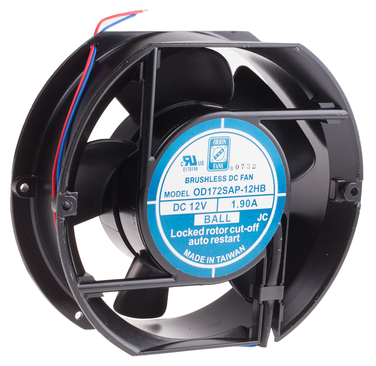 RS PRO Axial Fan, 12 V dc, DC Operation, 390.8m³/h, 23W, 1.9A Max, 172 x 150mm