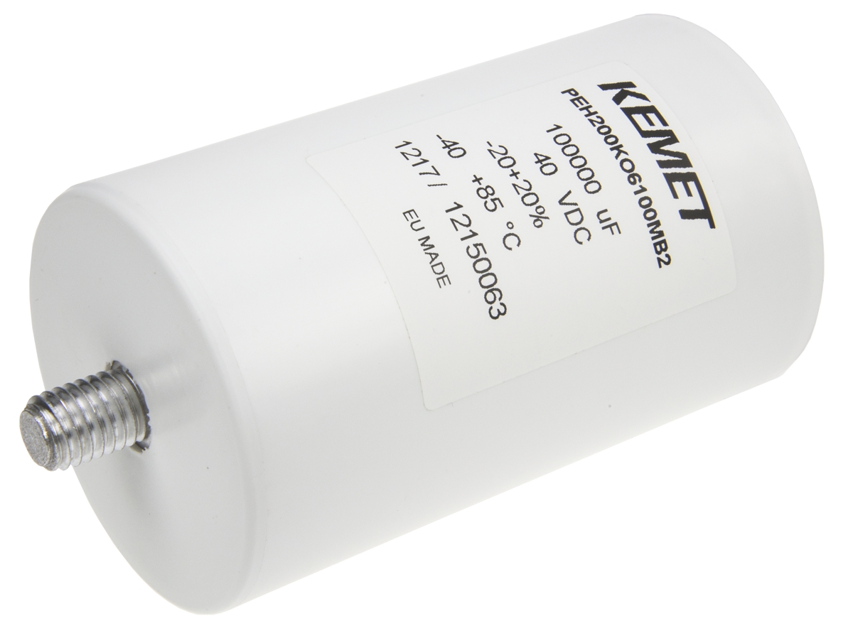 KEMET 0.1F Aluminium Electrolytic Capacitor 40V dc, Stud Mount - PEH200KO6100MB2