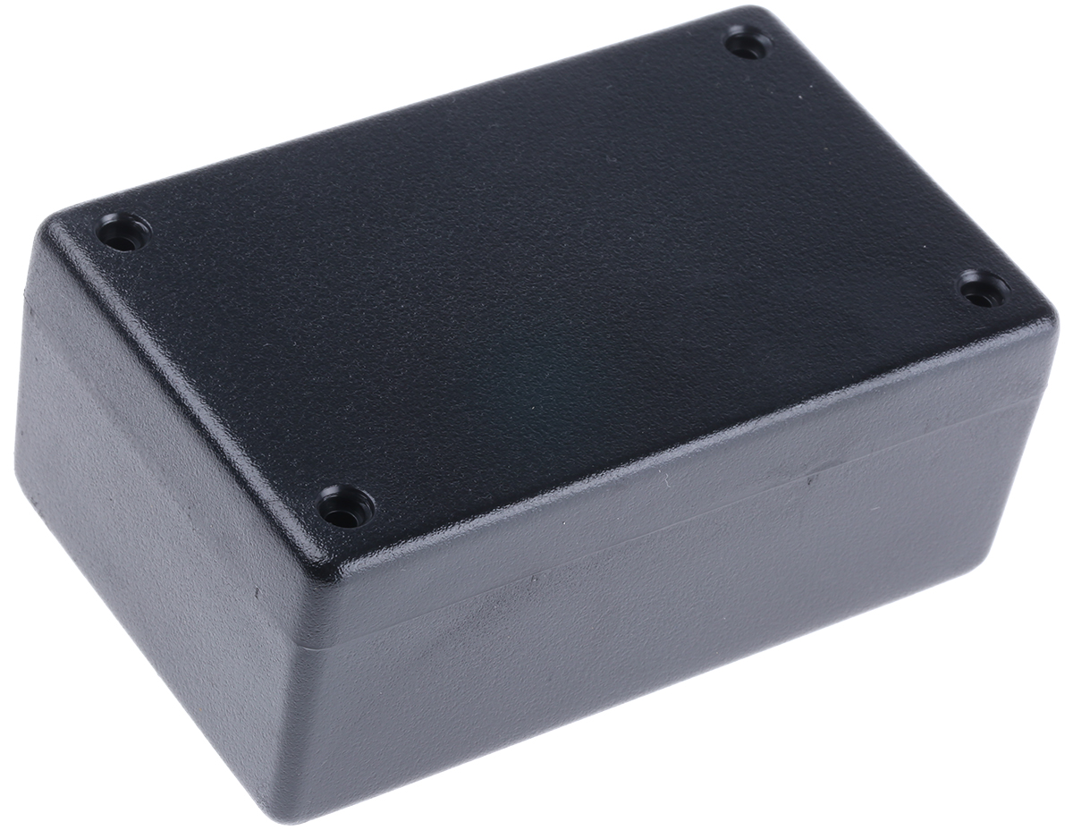 Hammond 1594 Series Black Flame Retardant ABS Enclosure, IP54, Black Lid, 104 x 66 x 33mm