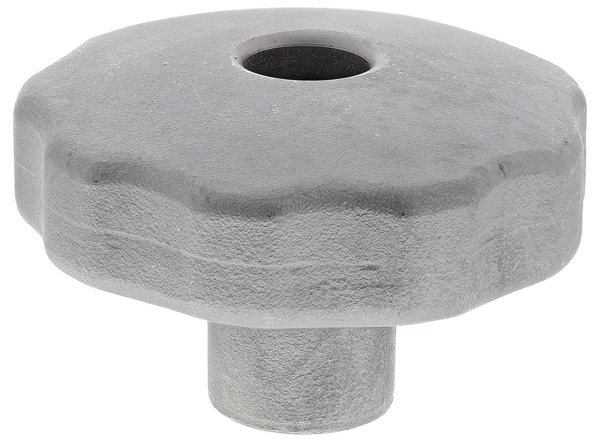 RS PRO Silver Multiple Lobes Clamping Knob, M12, Threaded Through Hole