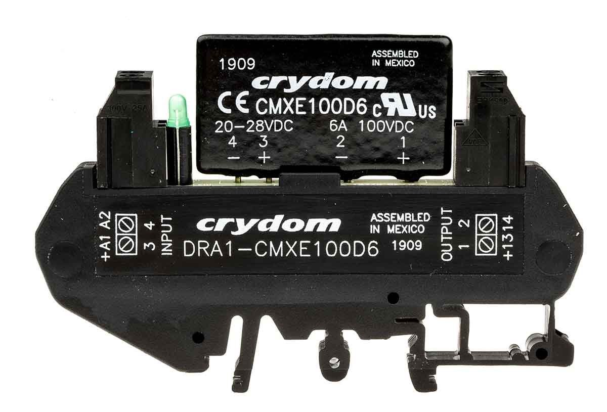 Sensata Crydom DRA1 CMX Series Solid State Interface Relay, 28 V dc Control, 6 A Load, DIN Rail Mount