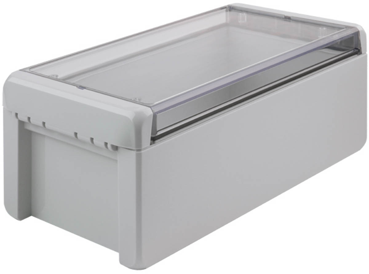 Bopla Bocube Series Light Grey Polycarbonate V0 Enclosure, IP66, IP68, IK07, Transparent Lid, 231 x 125 x 90mm