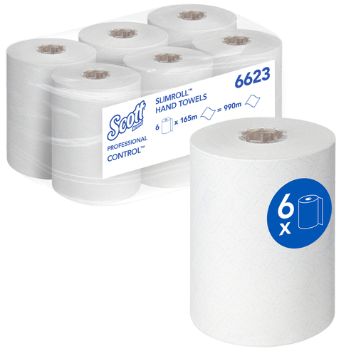 SCOTT Scott Control Slimroll (6623) Rolled White Hand Towels, 198mm, 3960 Sheets