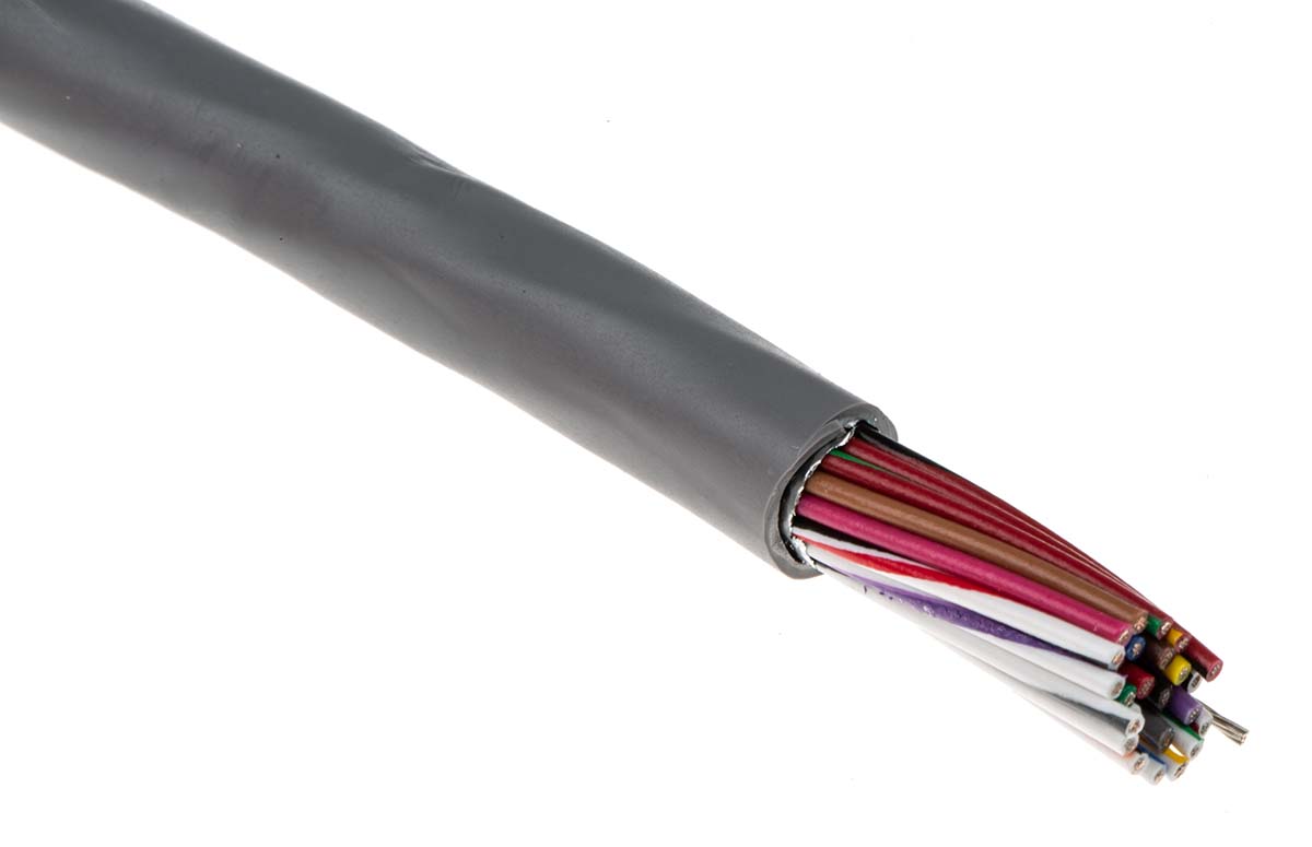 Alpha Wire Alpha Essentials Communication & Control Control Cable, 12 Cores, 0.35 mm² 22 AWG, Screened, 30 m, Grey
