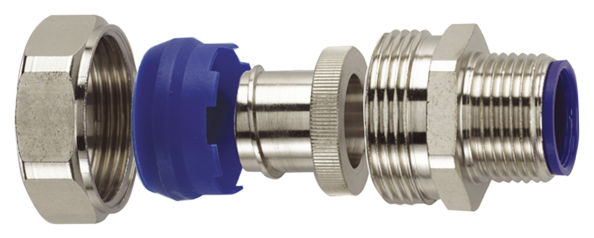 Flexicon Straight, Conduit Fitting, 20mm Nominal Size, M20, Nickel Plated Brass IP66, IP67, IP68, IP69K rating