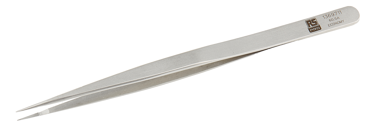 RS PRO 140 mm, Stainless Steel, Precision Relieved, Tweezers