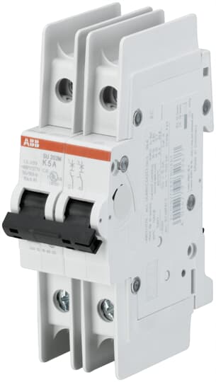 ABB System Pro M Compact SU200M MCB, 2P, 5A Curve K, 440V AC, 440V DC, 15 kA Breaking Capacity