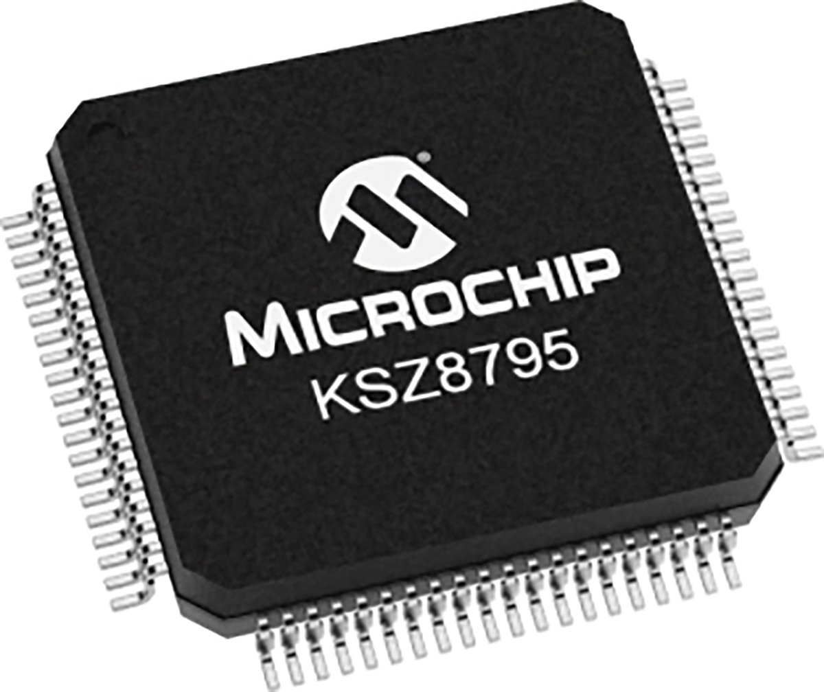 Microchip KSZ8795CLXCC, Ethernet Switch IC, 10/100Mbps GMII,RGMII,MII,RMII, 3.3 V, 80-Pin LQFP