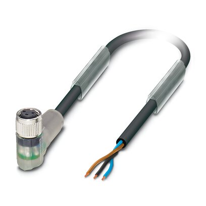 Phoenix Contact Free Cable End to Female 3 way Angled Socket M8 Sensor Actuator Cable, 3 m