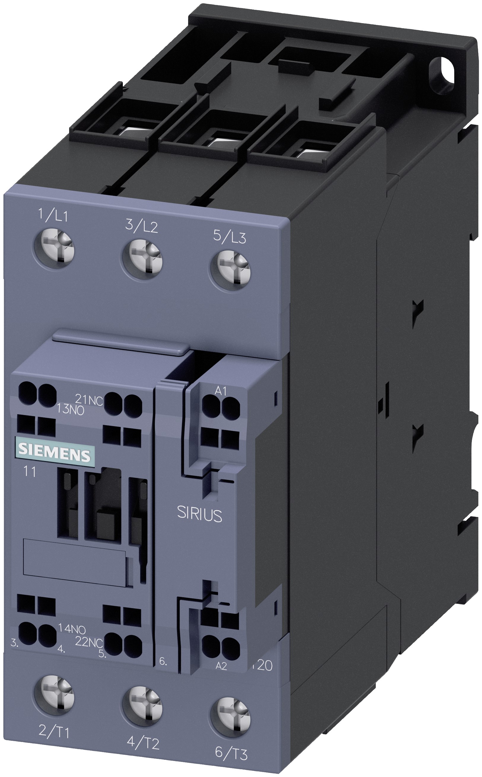 Siemens SIRIUS 3RT Size S2, 3RT2 Contactor, 24 V dc Coil, 3-Pole, 51 A, 22 kW, 1NO + 1NC, 400 V ac