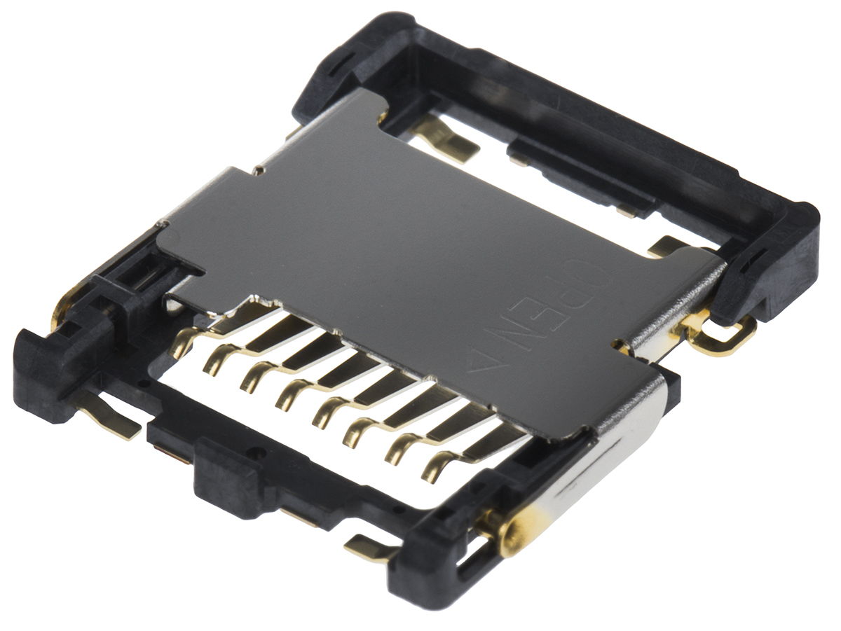 JAE 8 Way Micro SD Memory Card Connector With Solder Termination