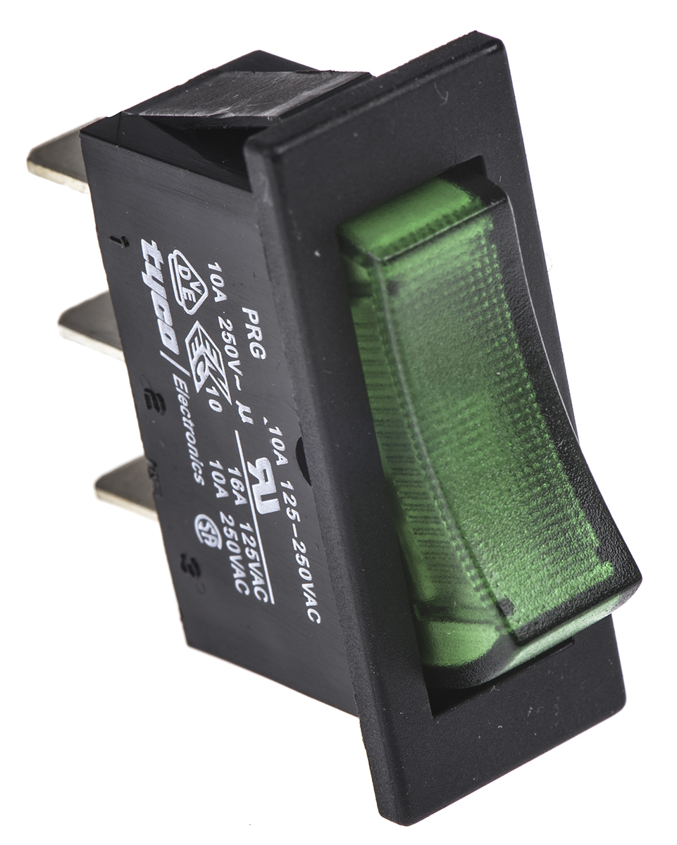 TE Connectivity Illuminated SPST, On-Off Rocker Switch Panel Mount