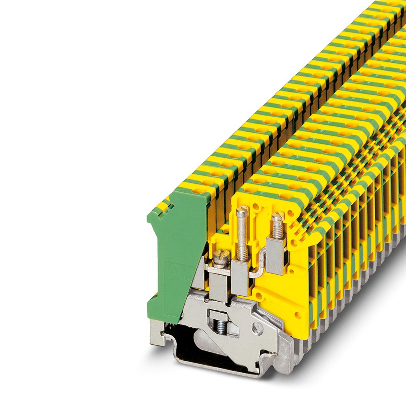 Phoenix Contact 1923076 UK 5-TWIN-PE Series Green/Yellow, Double-Level, Screw Termination