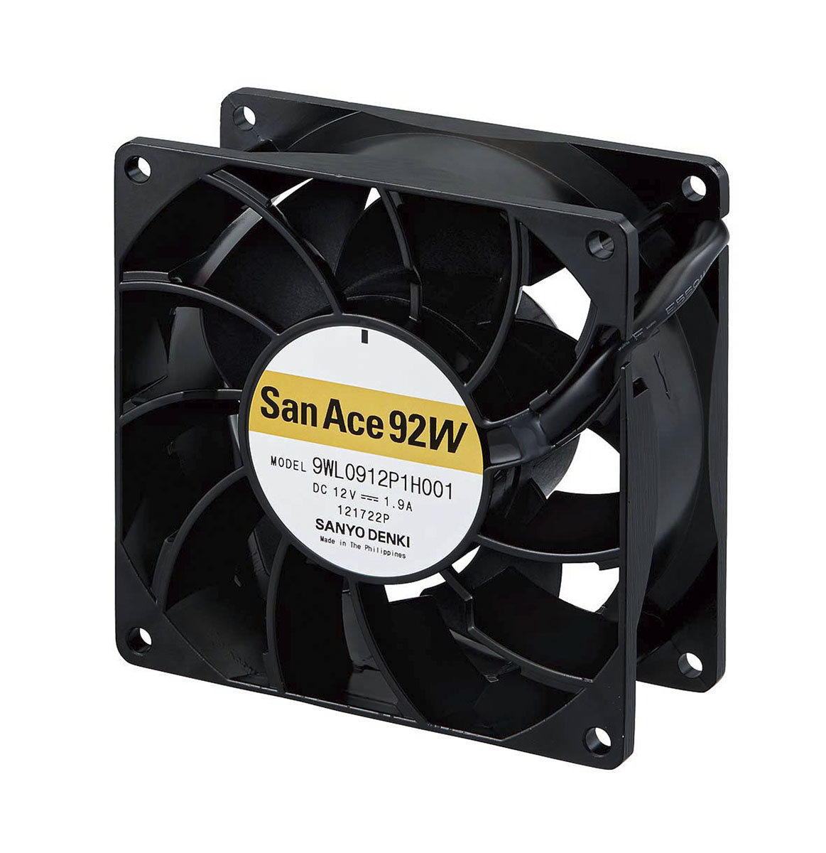 Sanyo Denki 9WL Series Axial Fan, 48 V dc, DC Operation, 3.7m³/min, 23.04W, 480mA Max, IP68, 92 x 92 x 38mm