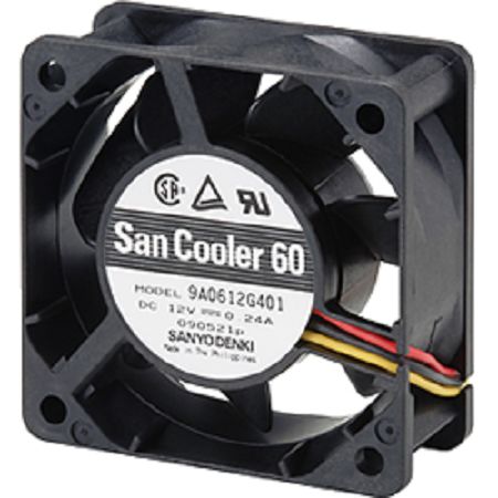 Sanyo Denki Axial Fan, 12 V dc, dc Operation, 0.74m³/min, 2.4W, 200mA Max, 60.5 x 60.5 x 25.5mm
