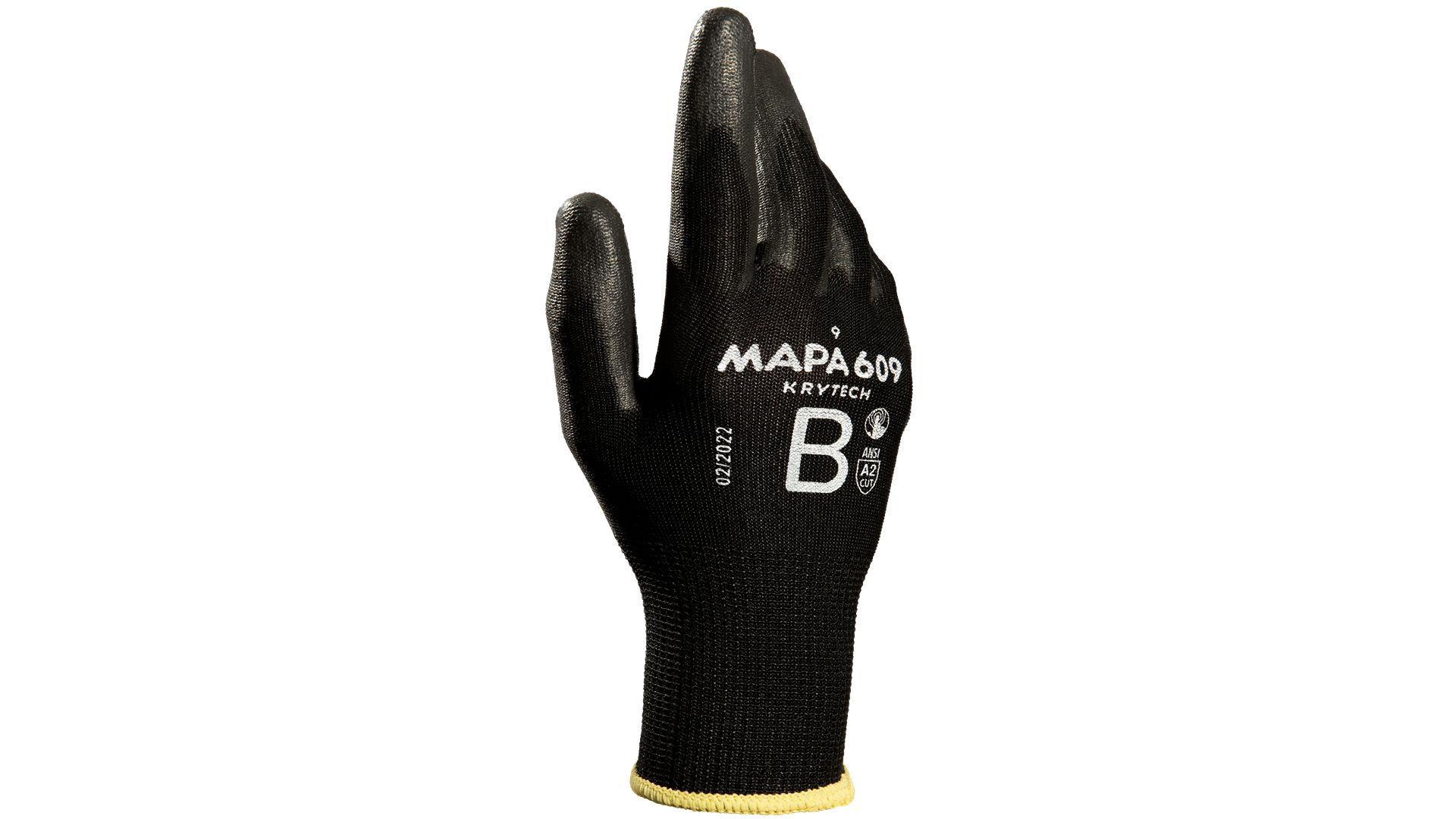 Mapa KRYTECH 609 Black High Density Polyethylene Polyurethane Work Gloves, Size 8