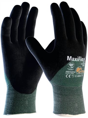 ATG Gloves ATG Maxicut Black, Green Glass, Nylon, Polyester, Spandex Spandex Work Gloves, Size 10, DC-DC Fast Charge