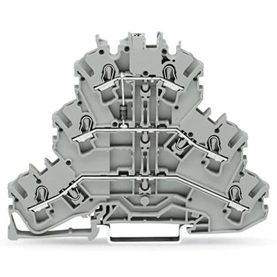 WAGO 2002-3211/1000-410 TOPJOB S Series Grey, 2.5mm², 3-Level, Push In Termination