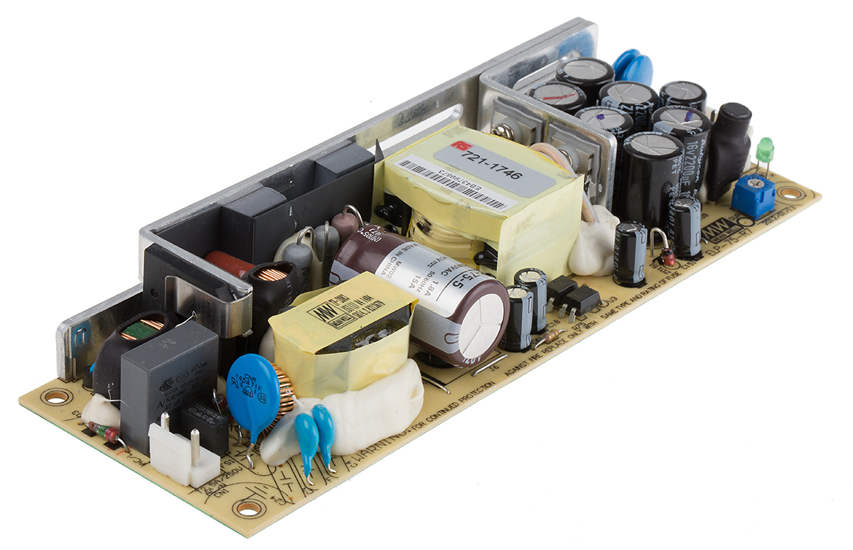 MEAN WELL Switching Power Supply, ELP-75-5, 5V dc, 15A, 75W, 1 Output, 127 → 370 V dc, 90 → 264 V ac