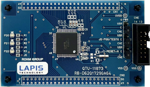 ROHM Reference Board Evaluation Board for MCU for On-chip emulator EASE1000, ML62Q1729 64pin QFP
