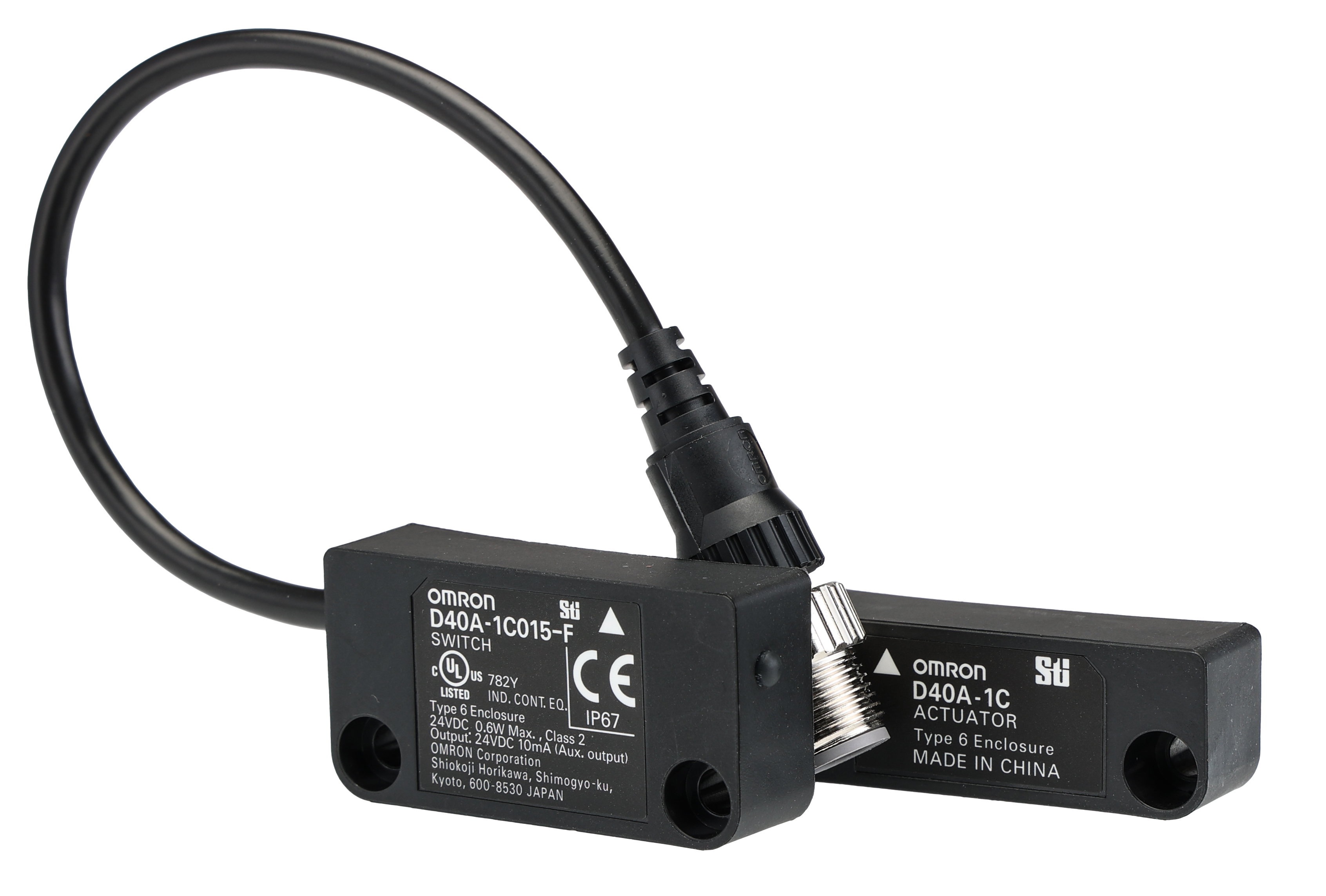 Omron D40A Series Electronic Detection Non-Contact Safety Switch, 24V dc, Polybutylene Terephthalate Housing, 1NO, M12