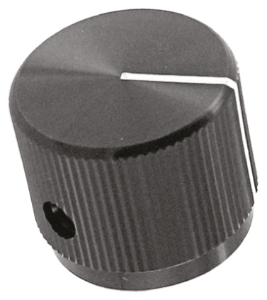 TE Connectivity 18.8mm Black Potentiometer Knob for 6.35mm Shaft Splined, KLN700B1/4